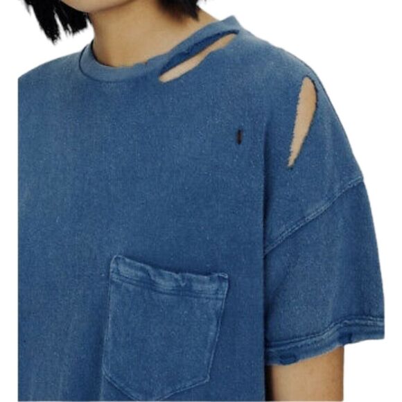 FREE PEOPLE Rubi Ripped‎ T shirt Sz XSMALL - Picture 6 of 14